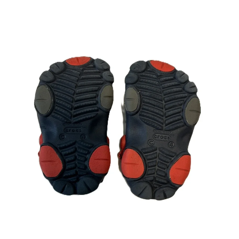 Crocs Kids Classic All-Terrain Clog Navy Red Adjustable Strap Shoes Size C4